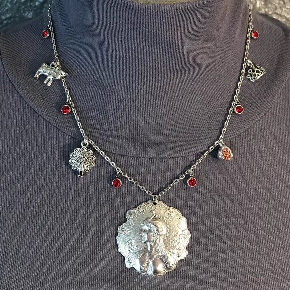 “Queen Hera" Juno Art Nouveau Goddess Greek Roman Mythology Handmade Necklace - Picture 7 of 16